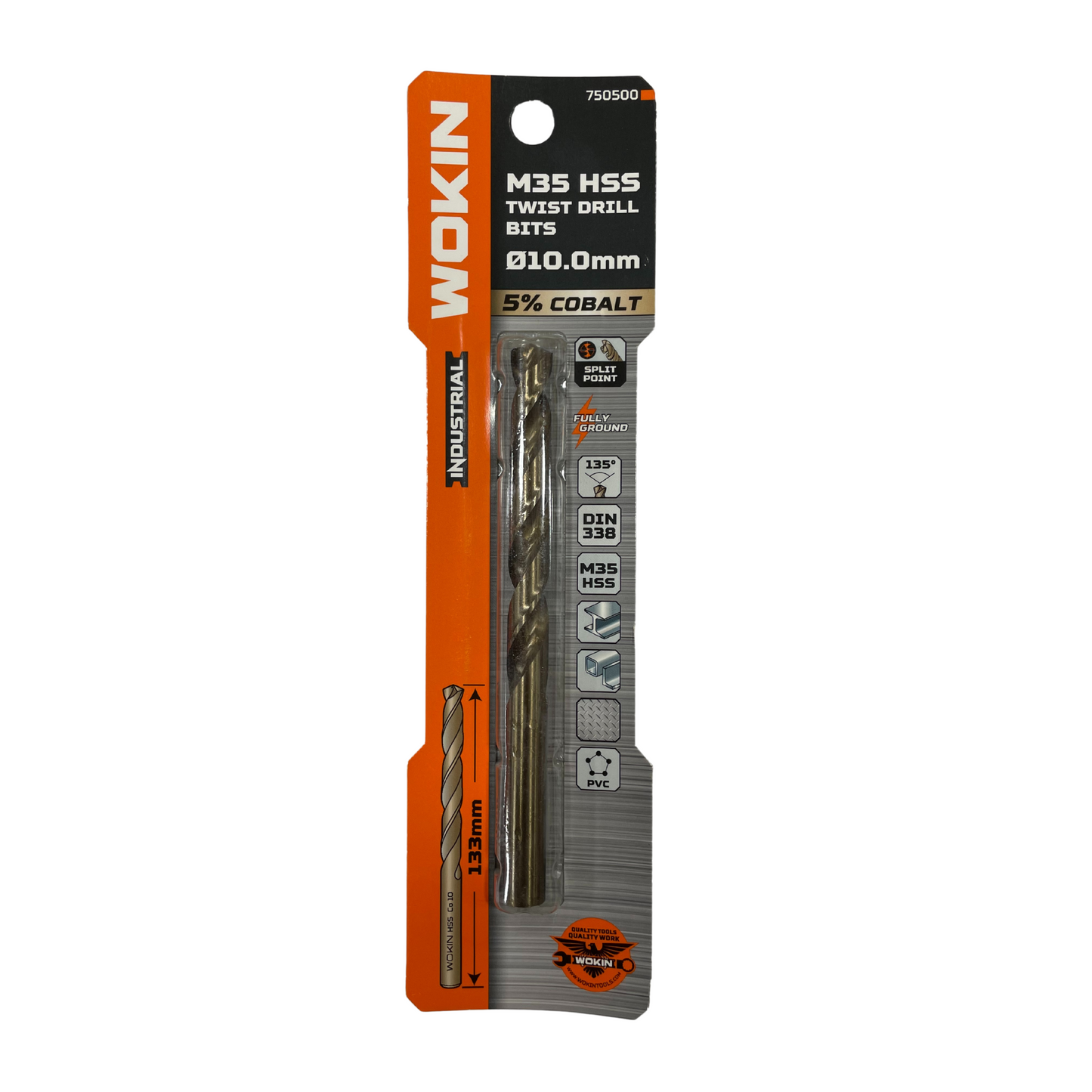 Broca HSS Cobalto 10.0 mm Wokin