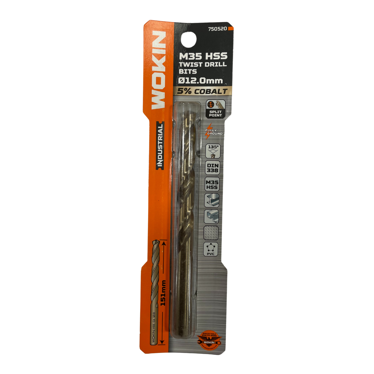 Broca HSS Cobalto 12.0 mm Wokin
