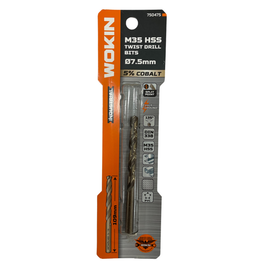 Broca HSS Cobalto 7.5 mm Wokin