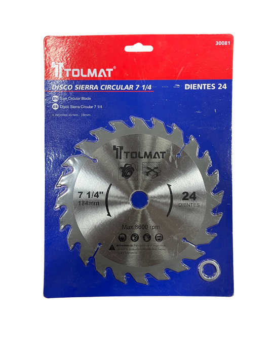 DISCO SIERRA CIRCULAR 71/4 24 DIENTES TOLMAT