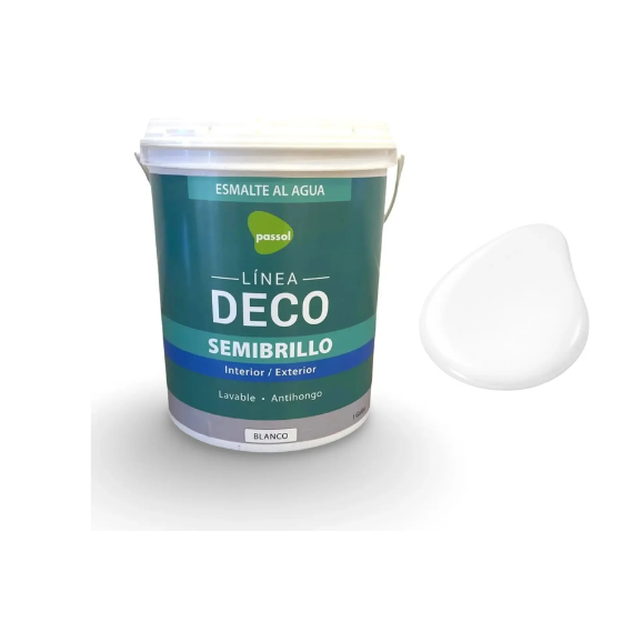 ESMALTE AL AGUA DECO SEMIBRILLO BLANCO PASSOL TINETA