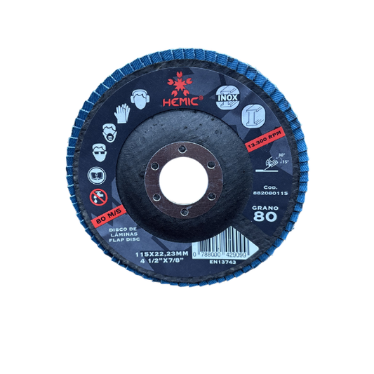DISCO DE LÁMINAS DE ZIRCONIO HEMIC 115X22,23MM GRANO 80