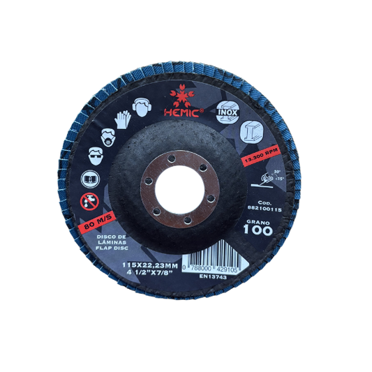 DISCO DE LÁMINAS DE ZIRCONIO HEMIC 115X22,23MM GRANO 100