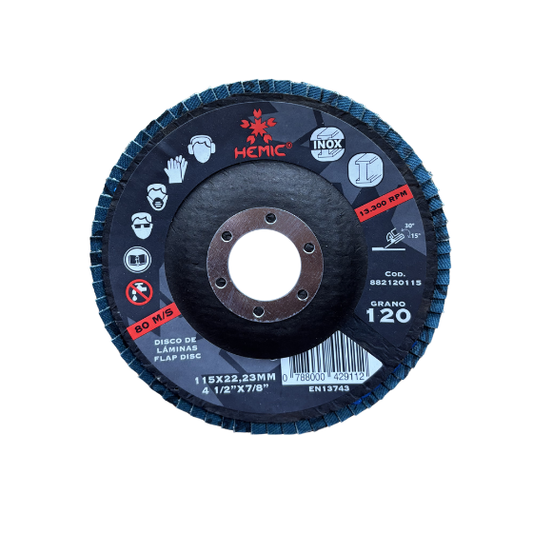 DISCO DE LÁMINAS DE ZIRCONIO HEMIC 115X22,23MM GRANO 120