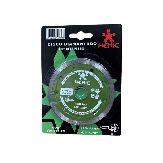 DISCO DIAMANTADO BORDE CONTINUO HEMIC 115MM