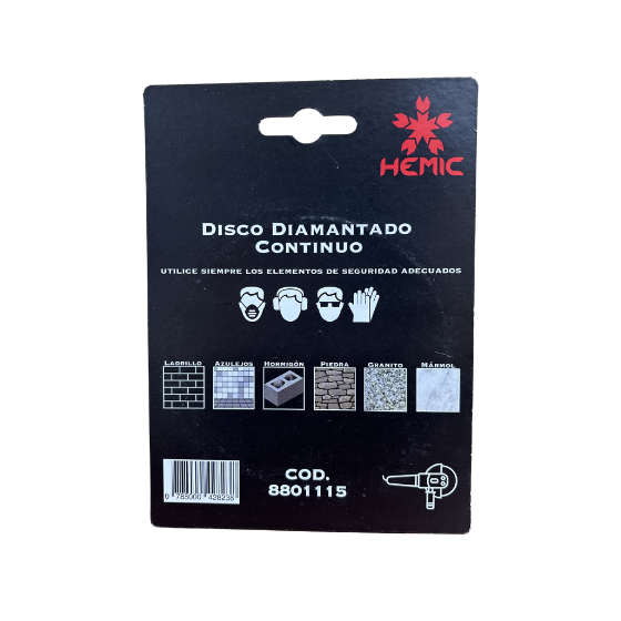 DISCO DIAMANTADO BORDE CONTINUO HEMIC 115MM