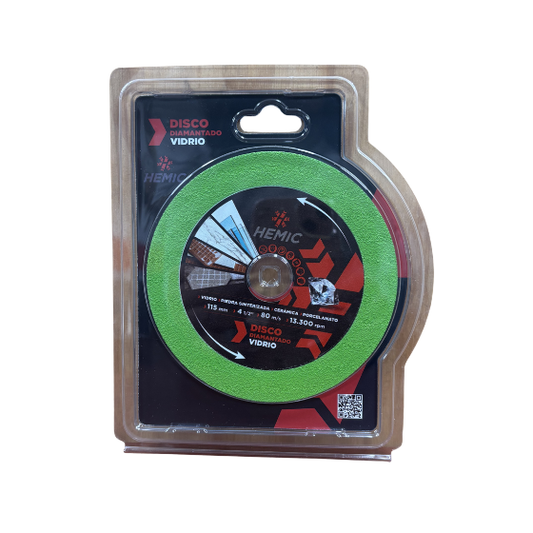 DISCO DIAMANTADO PARA CORTE DE VIDRIO HEMIC 115X3X22,23MM
