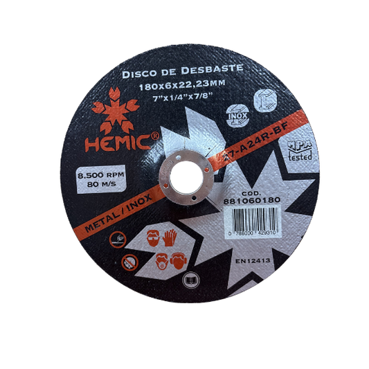 DISCO DE DESBASTE HEMIC 180X6X22,23MM