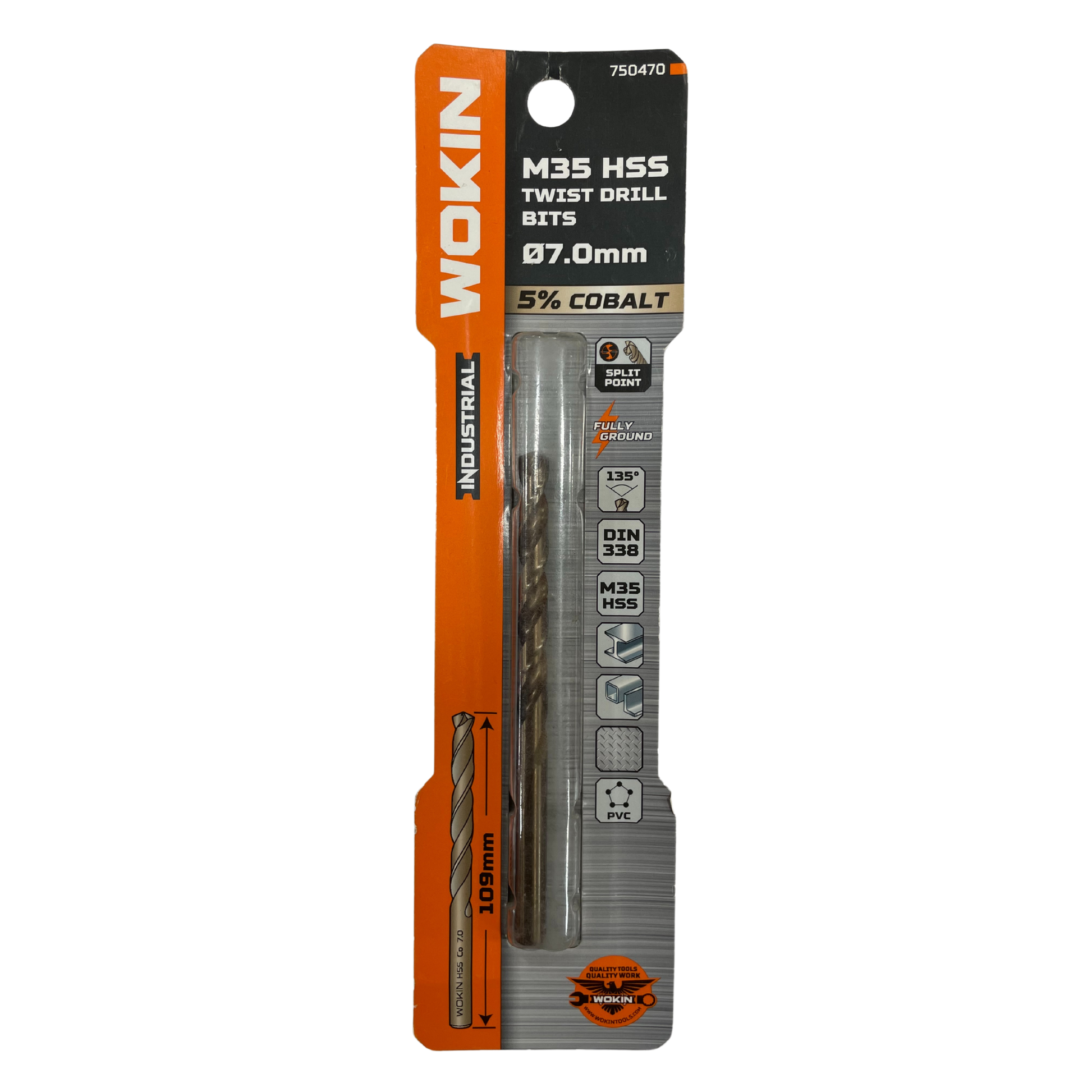 Broca HSS Cobalto 7.0 mm Wokin