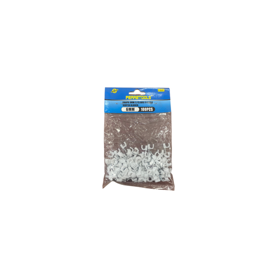 GRAPA CON CLAVO PARA CABLE 6 MM BLANCO  - F2207