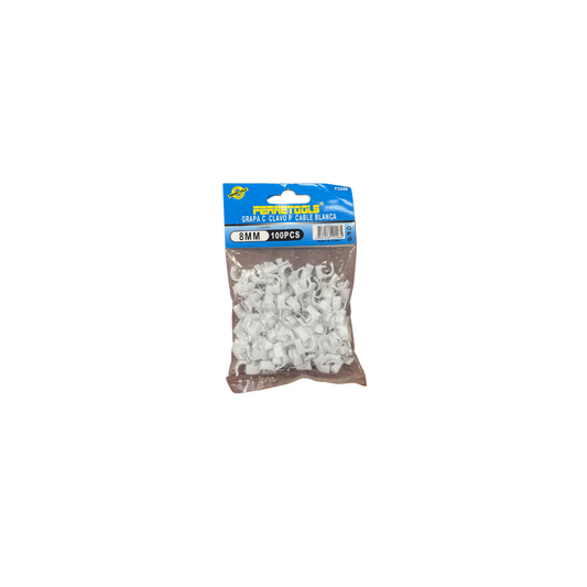 GRAPA CON CLAVO PARA CABLE 8 MM BLANCO (*) - F2208