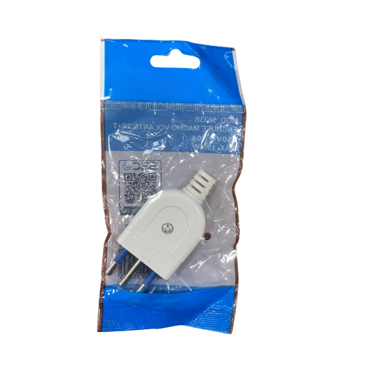 ENCHUFE MACHO BLANCO VOLANTE 2P MÁS T (*) - 5033B
