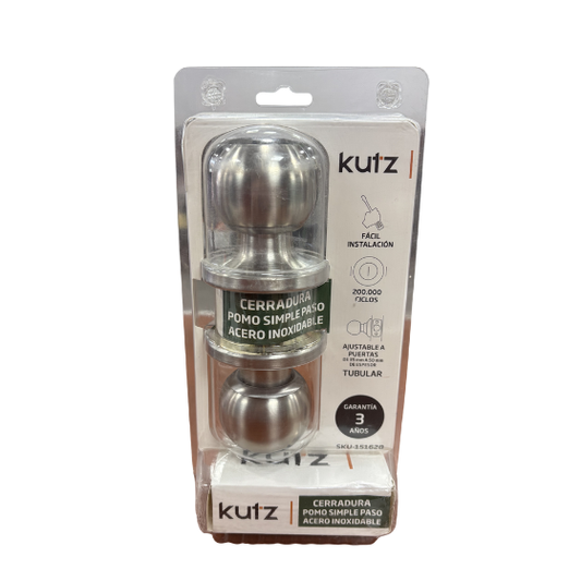 CERRADURA POMO ACERO INOXIDABLE PASO