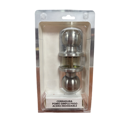 CERRADURA POMO ACERO INOXIDABLE PASO