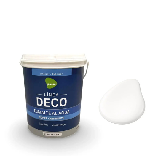 ESMALTE AL AGUA DECO MATE BLANCO PASSOL GL
