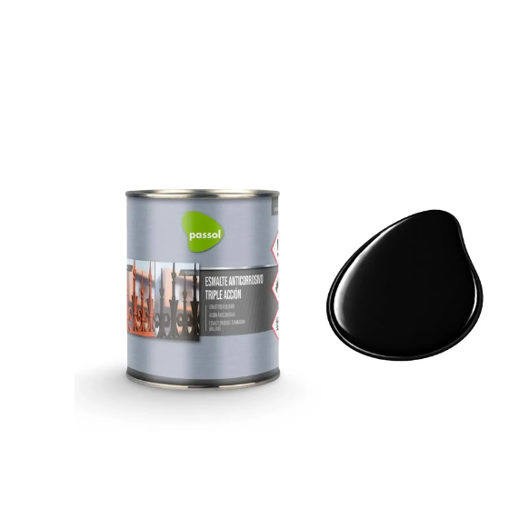 ESMALTE ANTICORROSIVO TRIPE ACCION NEGRO PASSOL 1/4 GL