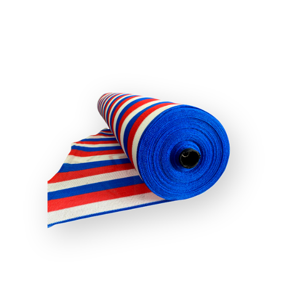 MALLA RASCHEL TRICOLOR BLANCO, AZUL Y ROJO 420 X 100MTS.