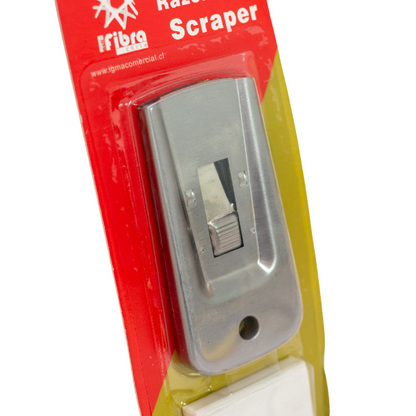 RASPADOR P/VIDRIO METALICO "FIBRA" CON REPUESTO (5 UND)